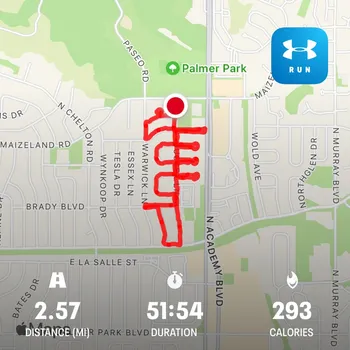 A map recording of a walk in the Villa Loma neighborhood of Colorado Springs on 9-4-2024.