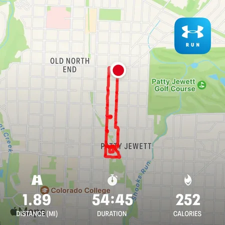 A map recording of a walk in the Patty Jewett neighborhood in Colorado Springs on 9-7-2024.