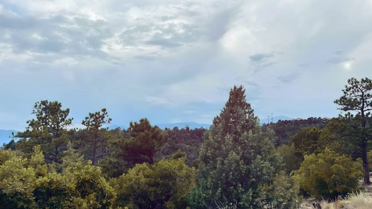 The Rocky Mountains seen from Seton Hall Road in the University Park neighborhood of Colorado Springs on 9-9-2024.