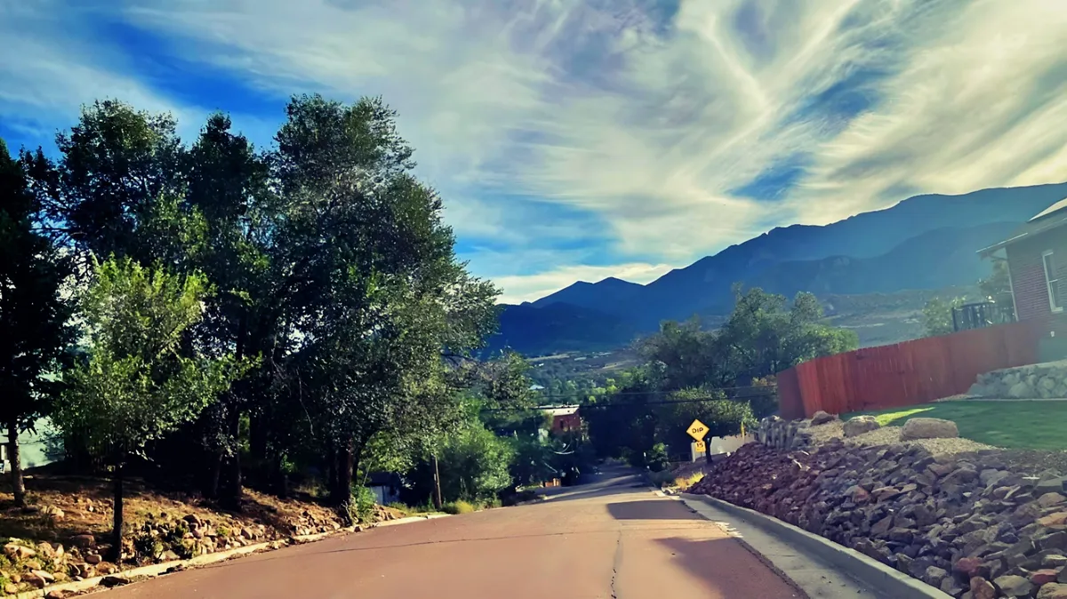 The Rocky Mountains seen from 25th Street and Bijou Ave in Colorado Springs on 9-19-2024.